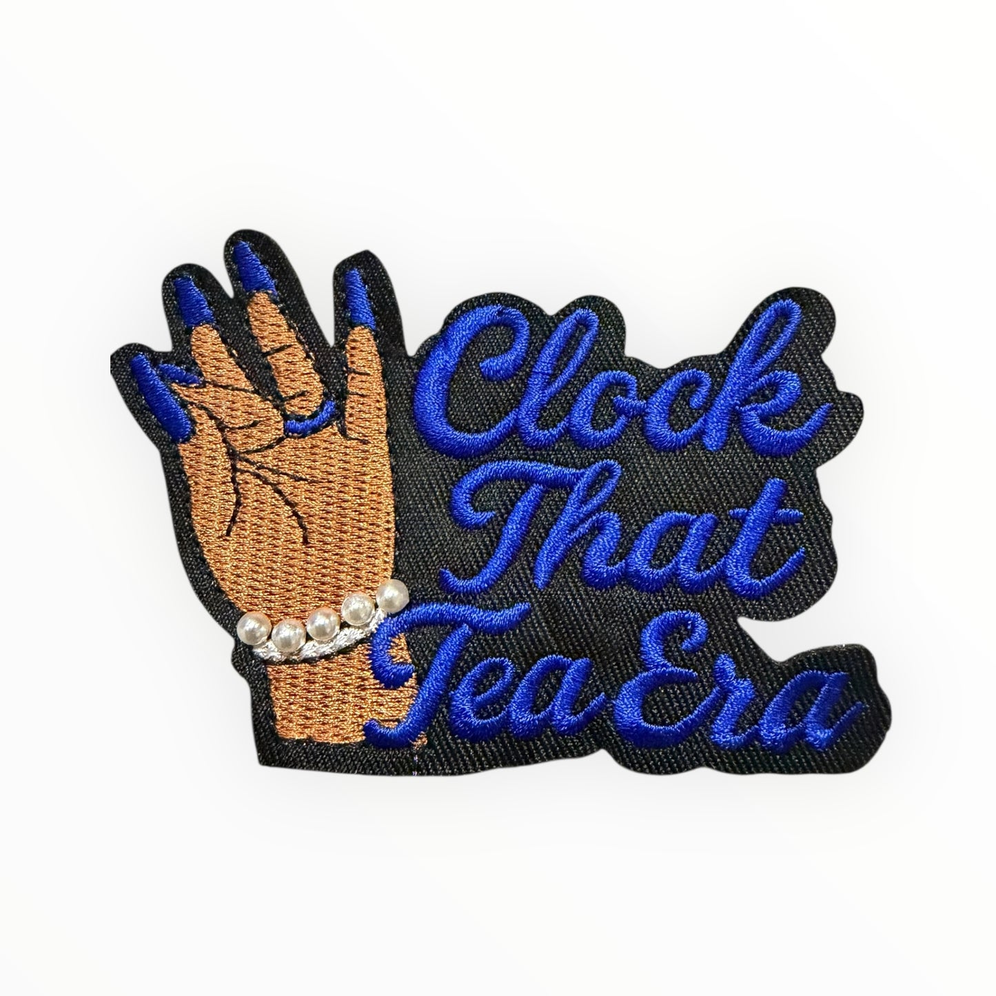 Clock that tea era hand patch – blue