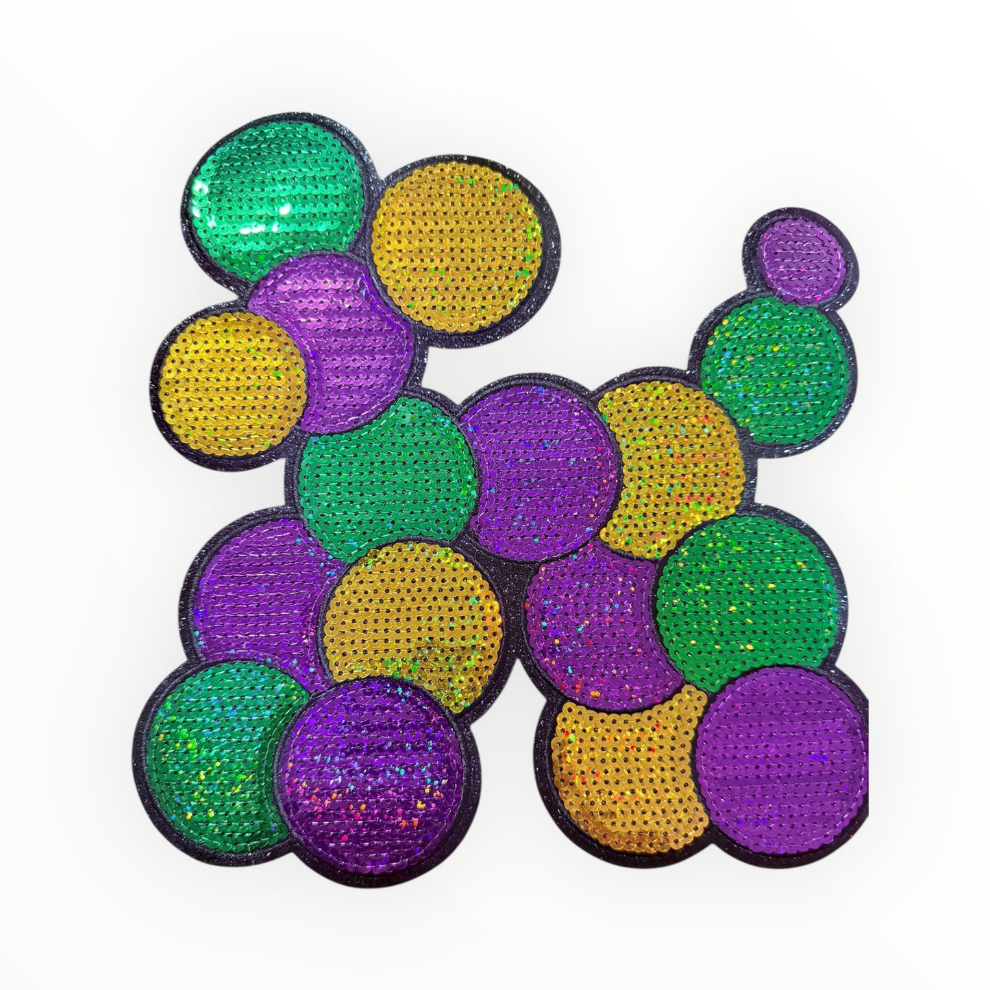 Mardi gras beads dog sequin patch