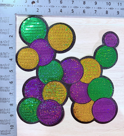 Mardi gras beads dog sequin patch