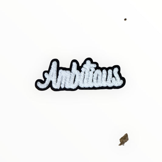 Ambitious chenille script patch White