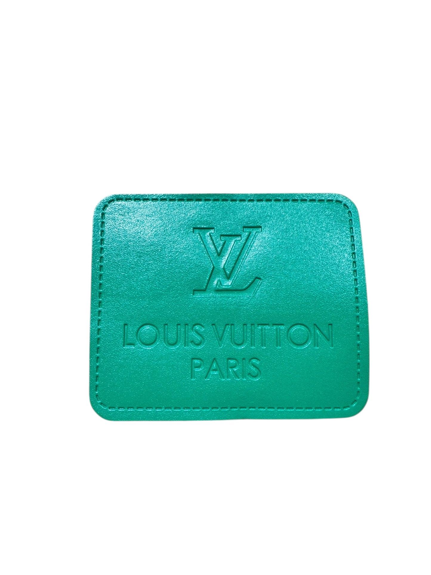 LV-INSPIRED GREEN LEATHER TAGS