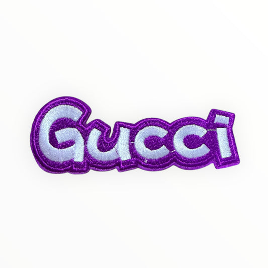 GG inspired glitter embroidered script patch – purple