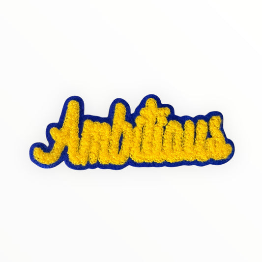 Ambitious chenille script patch Yellow/Blue