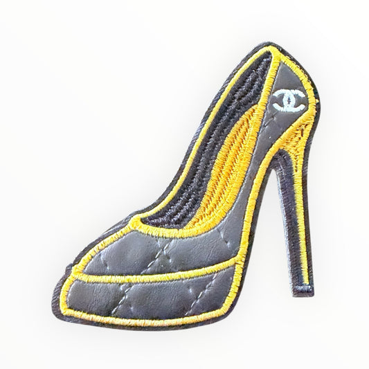CC Black and gold heel embroidered patch