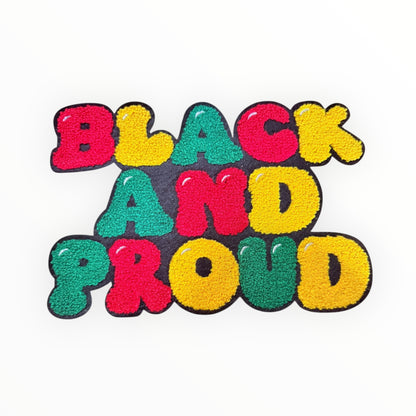 Black and proud chenille block patch