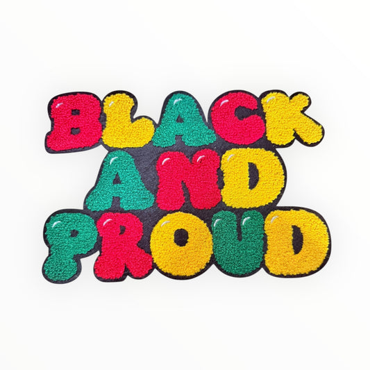 Black and proud chenille block patch