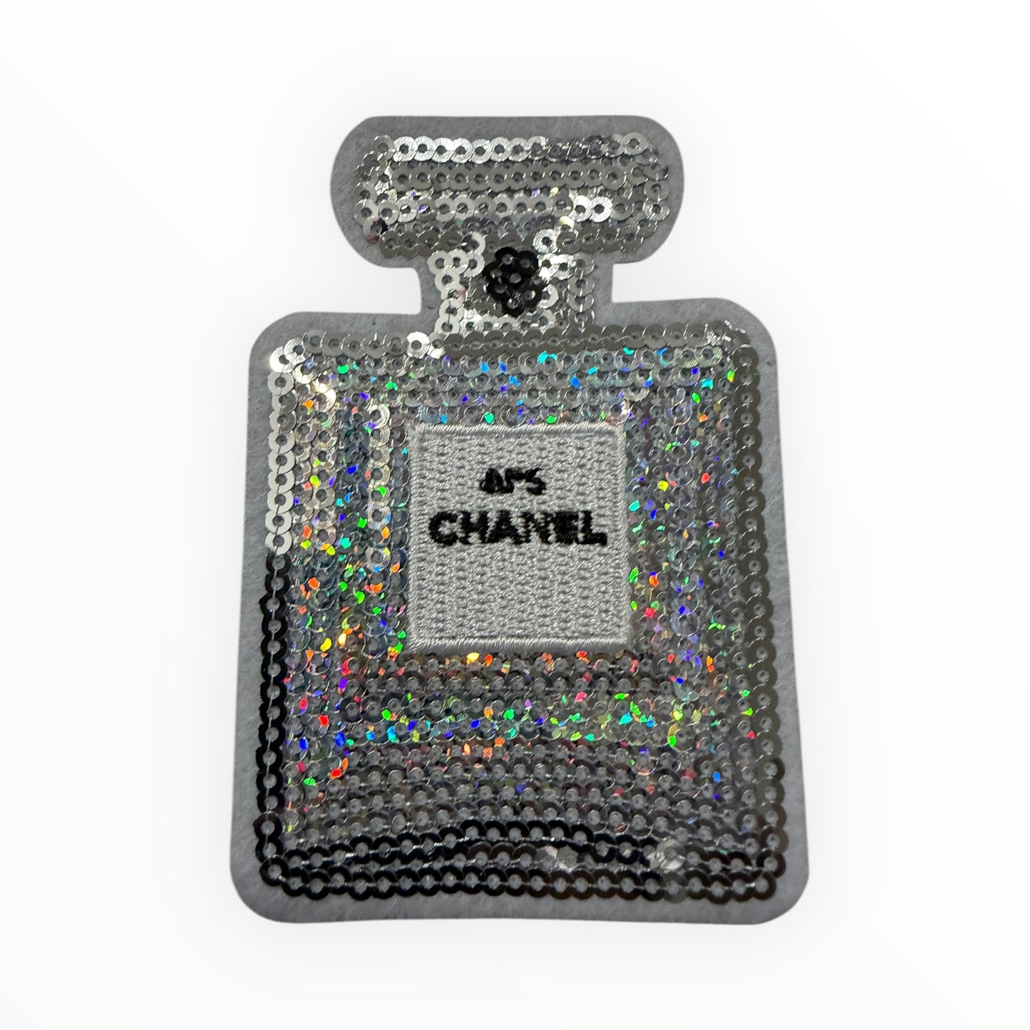 Holographic sequin perfume bottle patch