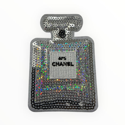 Holographic sequin perfume bottle patch