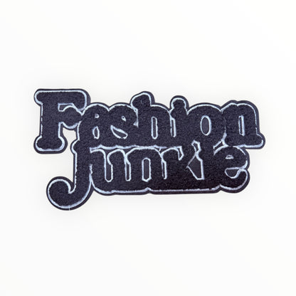 Fashion junkie chenille script patch