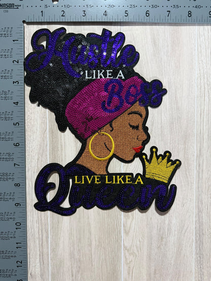 Hustle like a boss queen Large patch