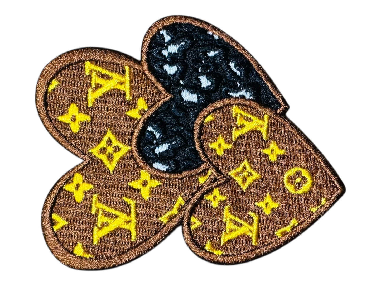 LV-INSPIRED BROWN/YELLOW TRIPLE HEART