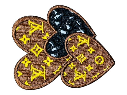 LV-INSPIRED BROWN/YELLOW TRIPLE HEART