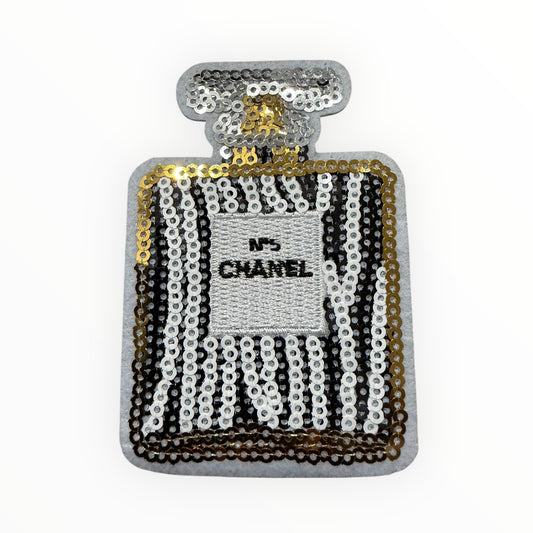 Black sequin perfume bottle patch