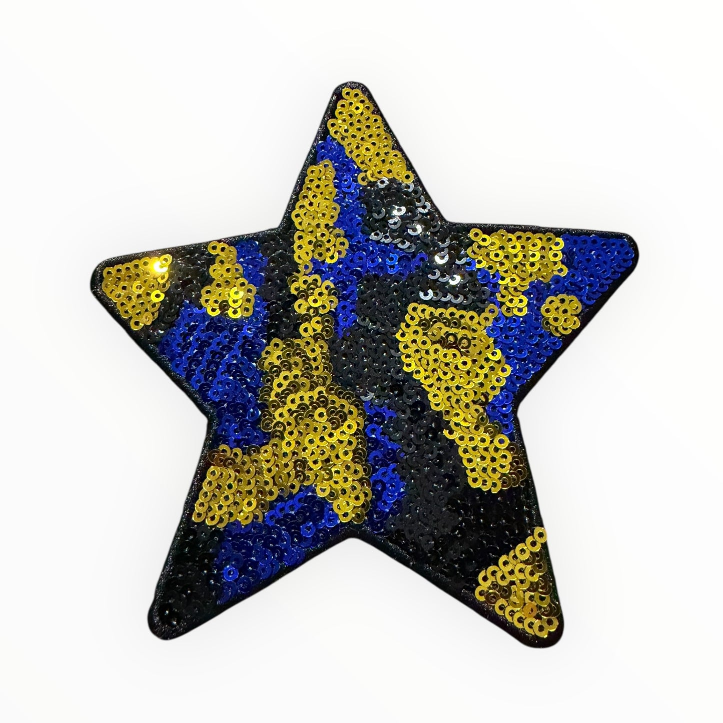 Blue gold camo star sequin patch
