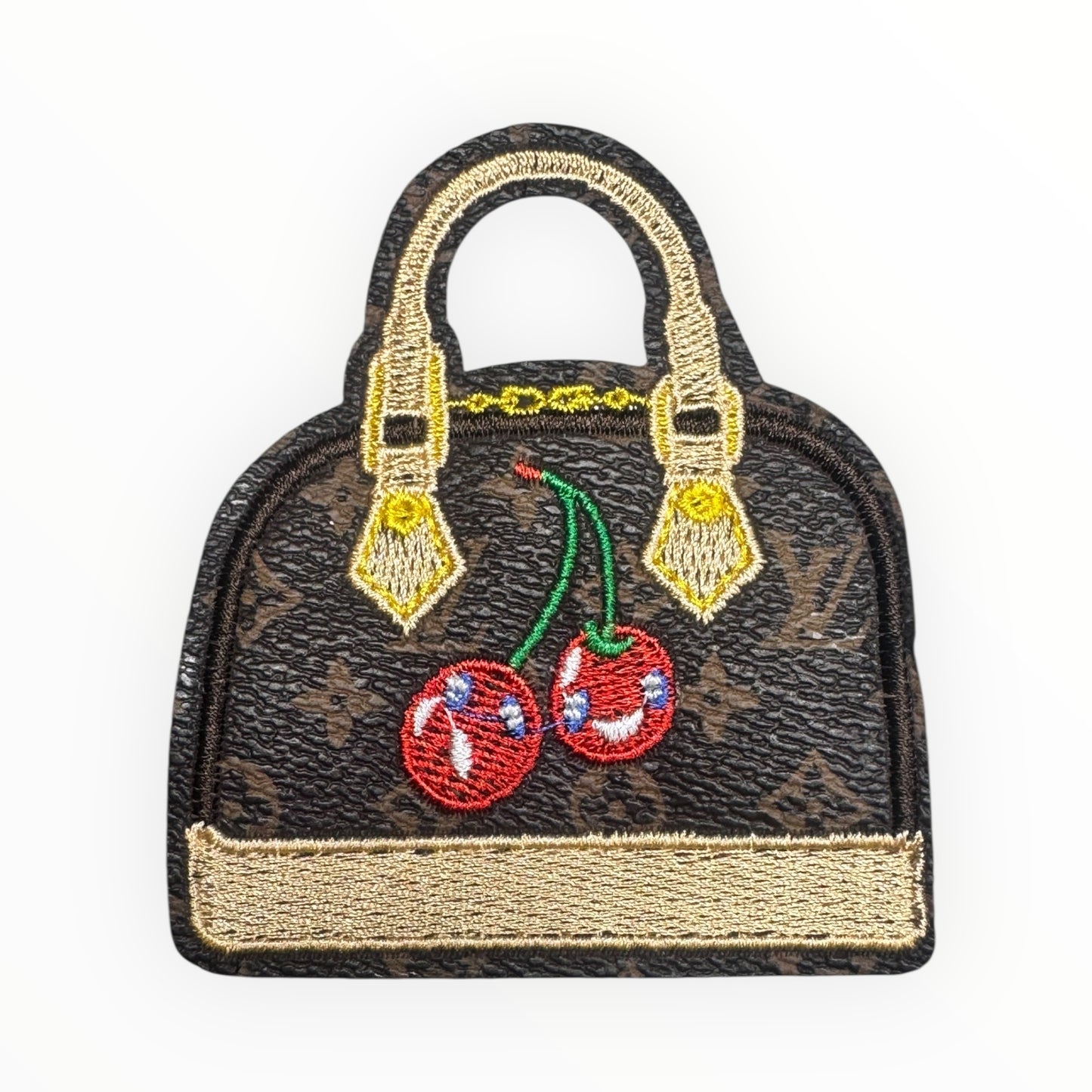 Luxury Handbag Embroidered Patch with Cherry Detail