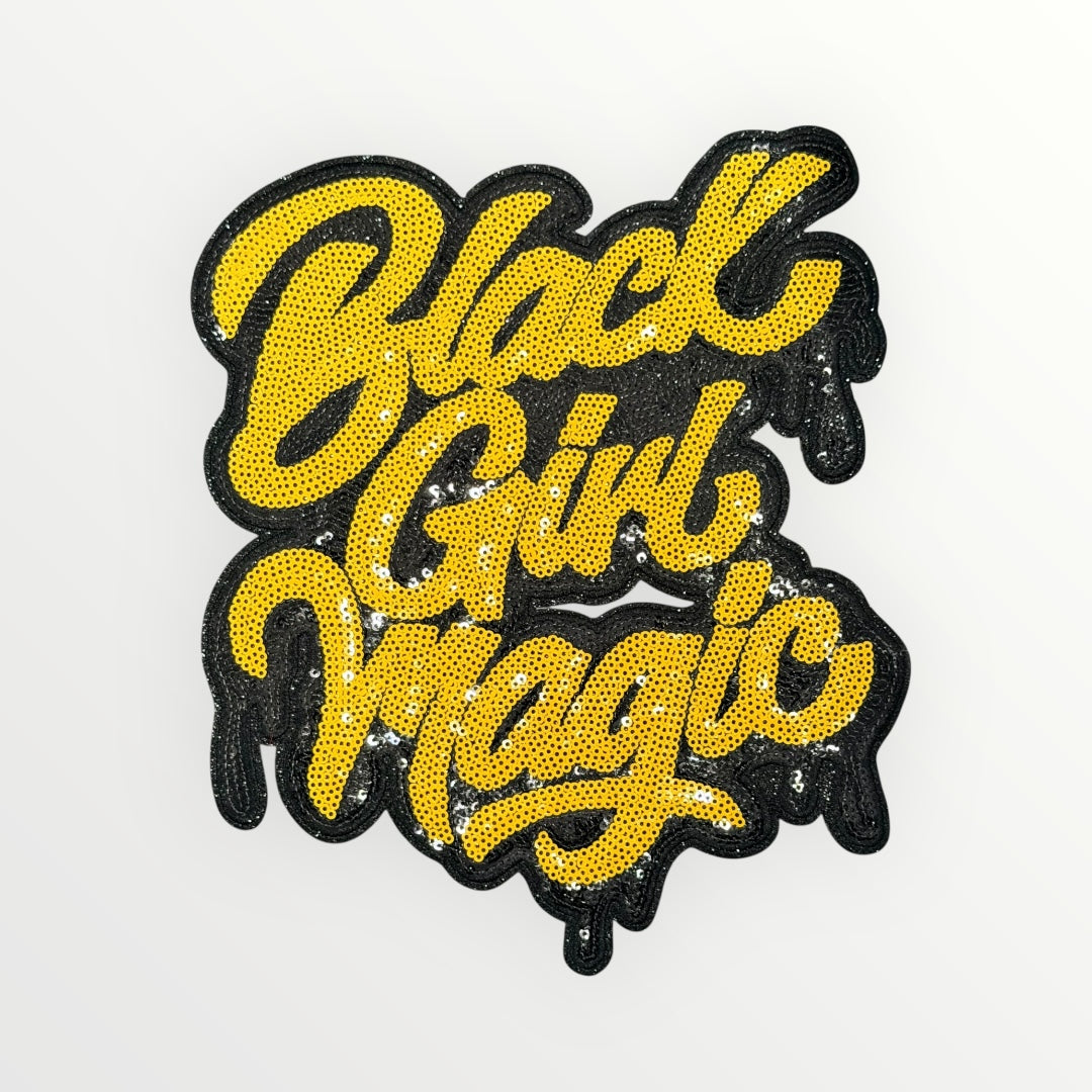 Black Girl Magic Sequin LARGE Patch (yellow & black)