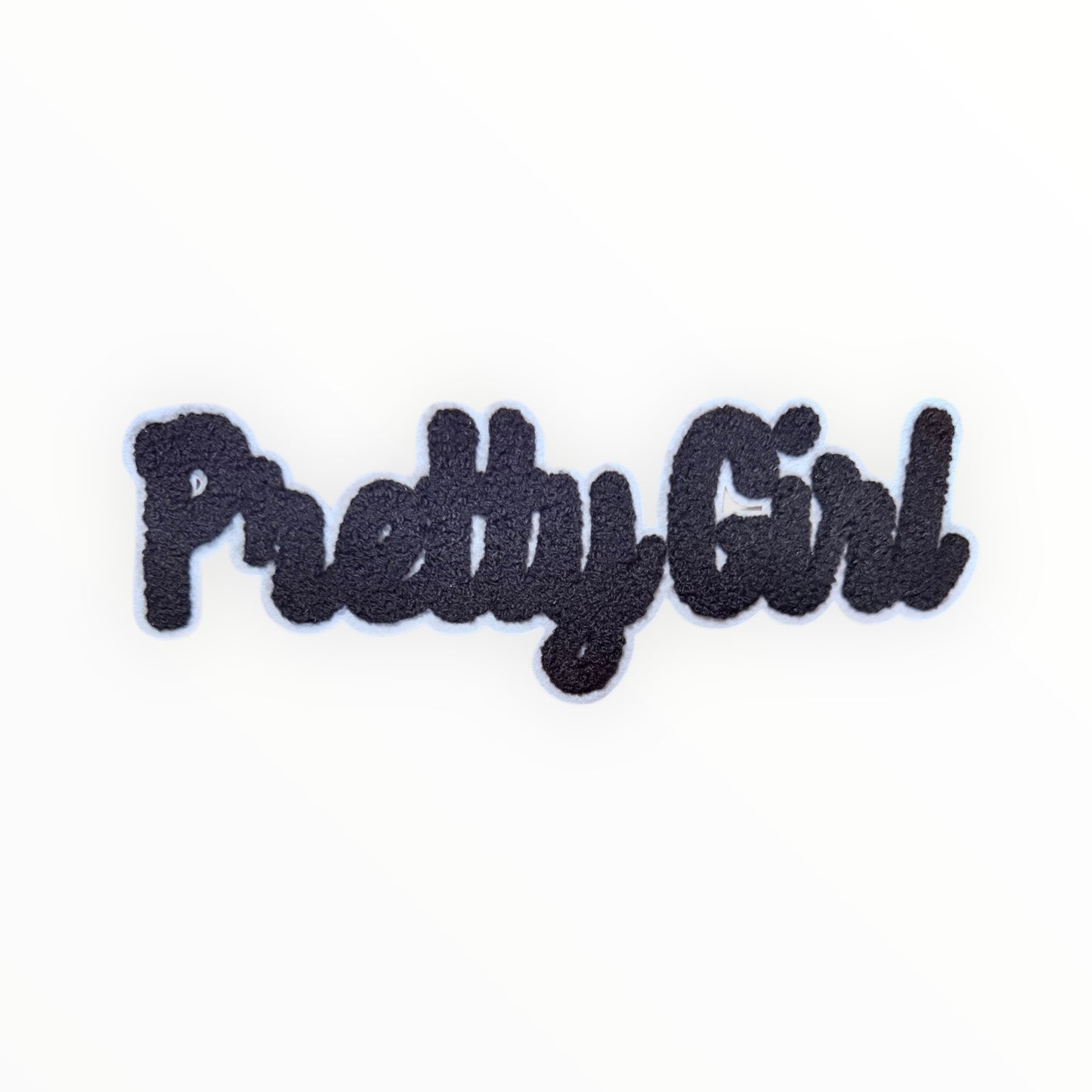 Pretty girl chenille script patch – black