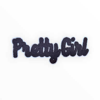 Pretty girl chenille script patch – black