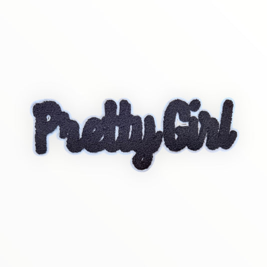 Pretty girl chenille script patch – black