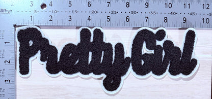 Pretty girl chenille script patch – black