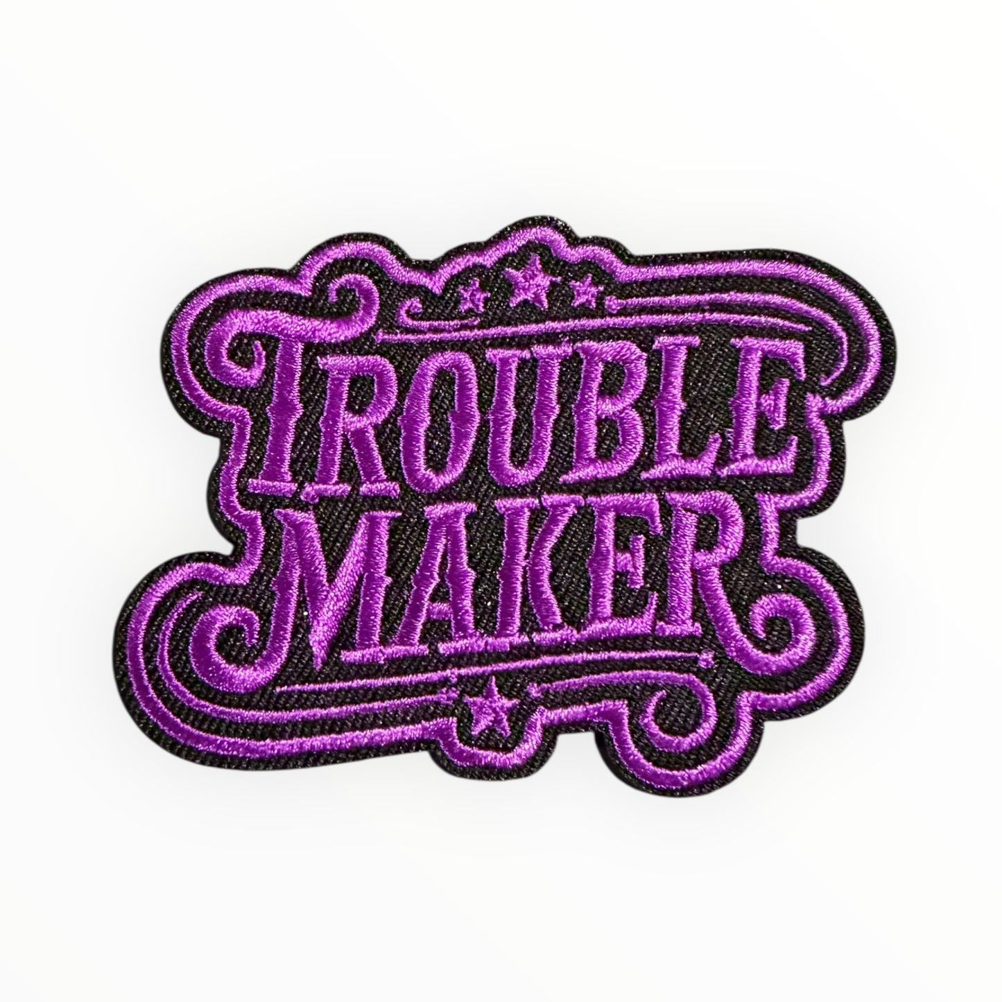 Trouble maker embroidered patch – purple