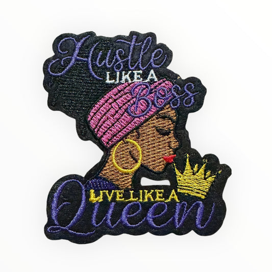 Hustle like a boss queen Large patch