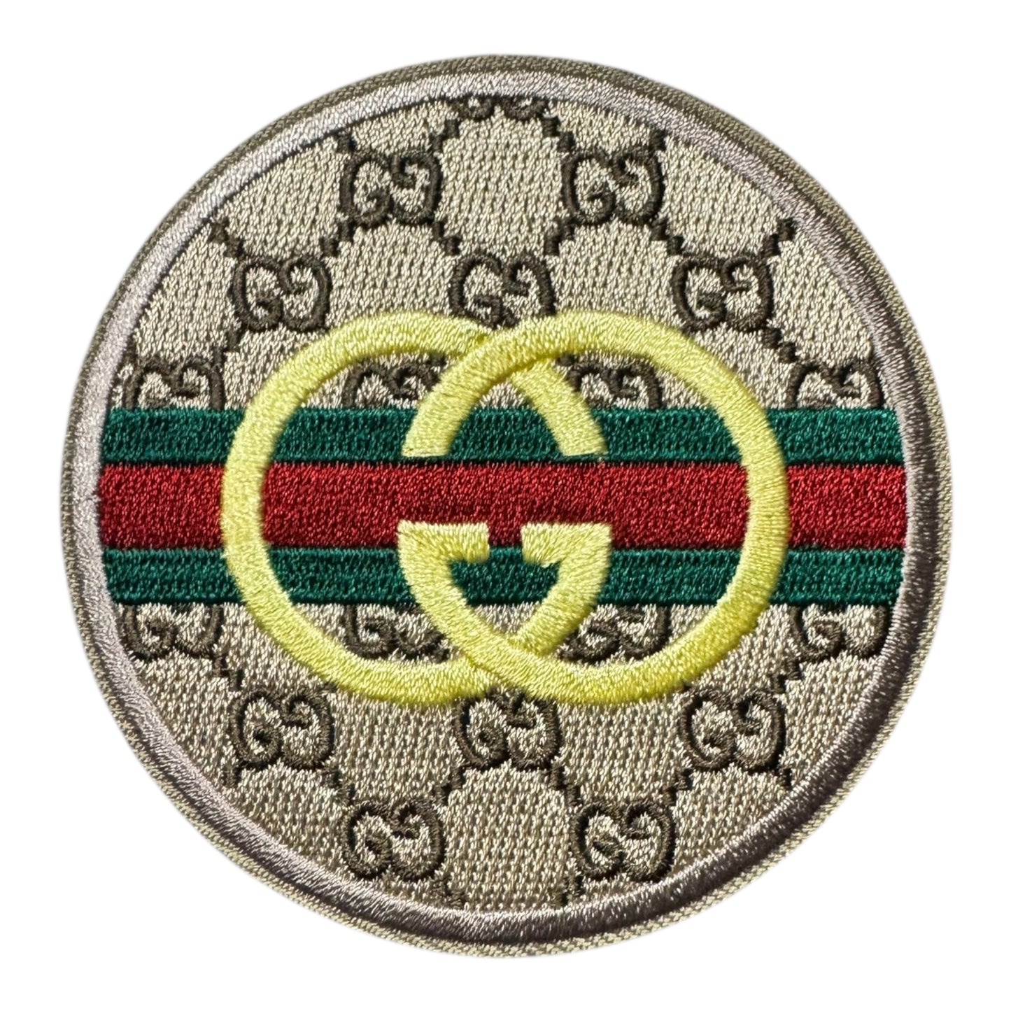 GG-INSPIRED TAN CIRCLE W/GOLD LOGO