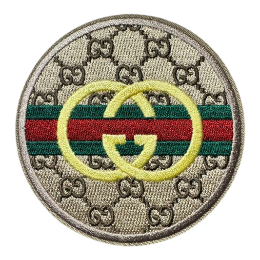 GG-INSPIRED TAN CIRCLE W/GOLD LOGO