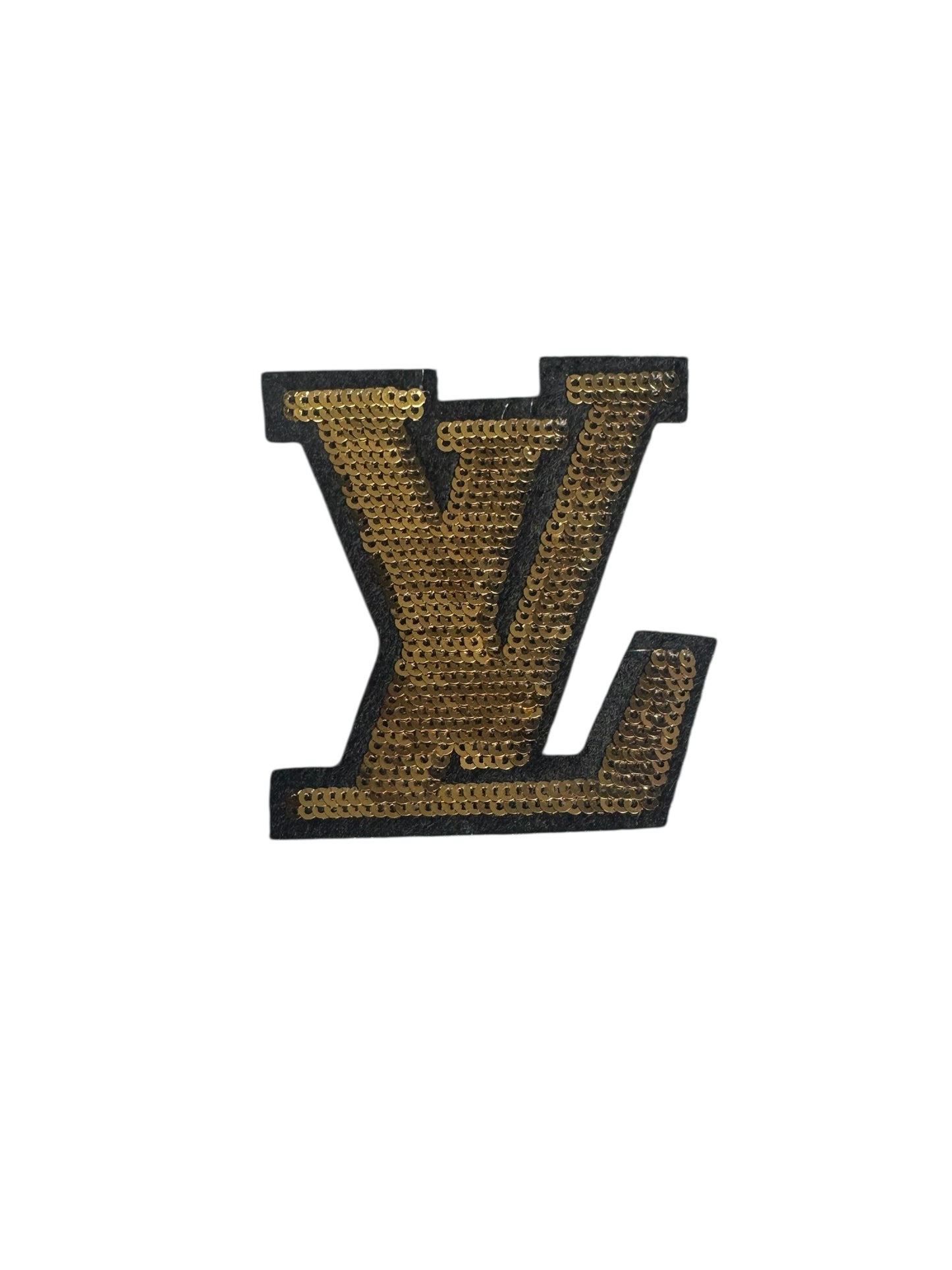 LV-INSPIRED GOLD SEQUIN LOGO LETTERS