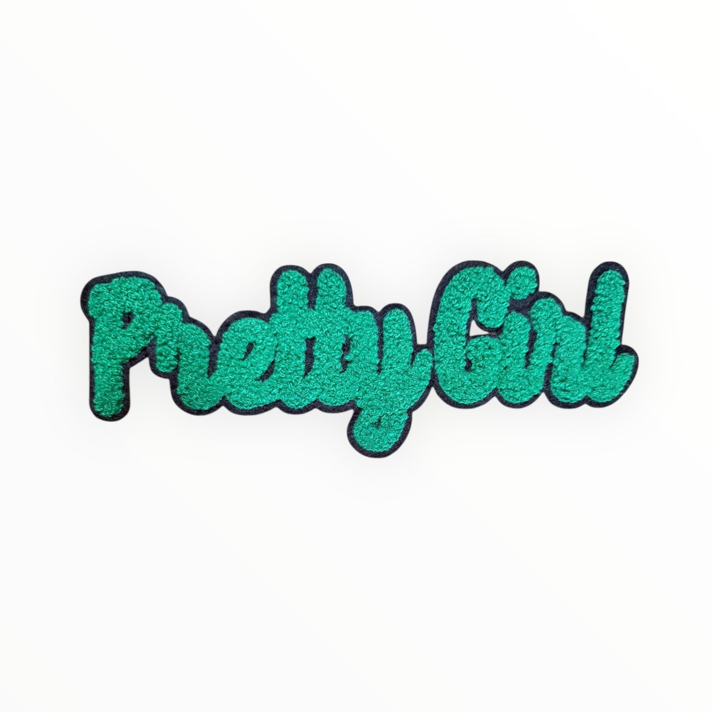 Pretty girl chenille script patch – green