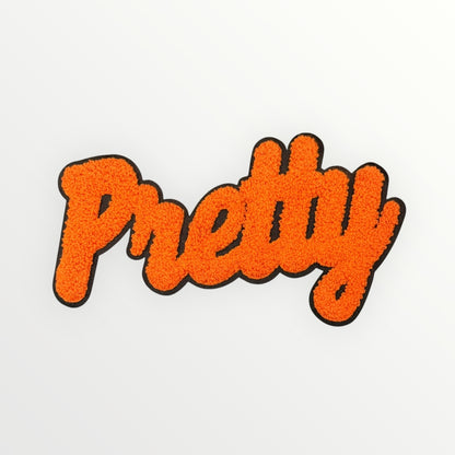 Pretty Chenille Script MEDIUM SIZE Patch (Orange)