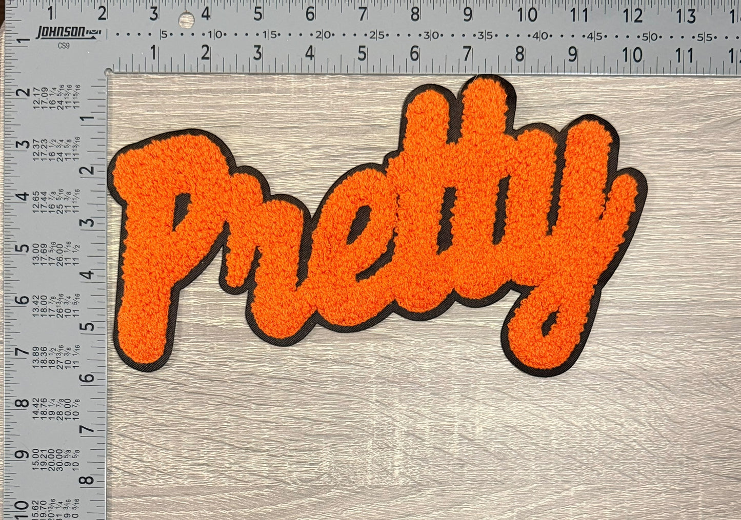 Pretty Chenille Script MEDIUM SIZE Patch (Orange)