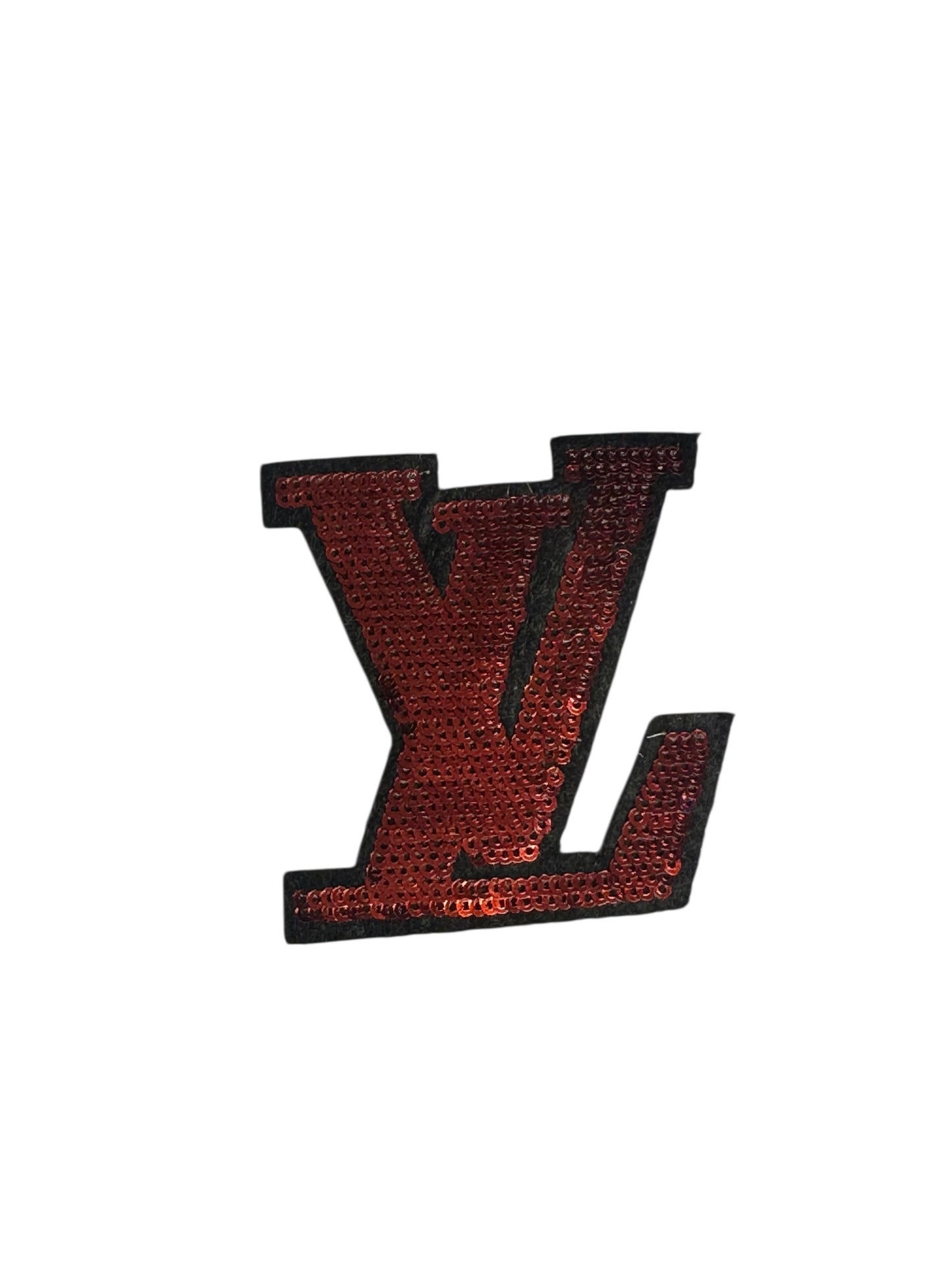 LV-INSPIRED RED SEQUIN LOGO LETTERS