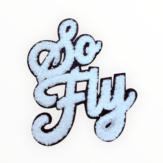 So fly chenille script patch