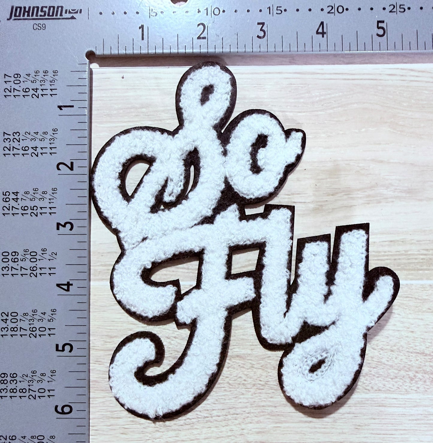 So fly chenille script patch