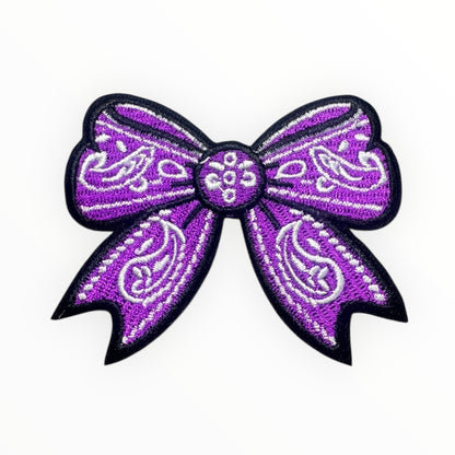 Purple Bandana Bow Embroidered Patch
