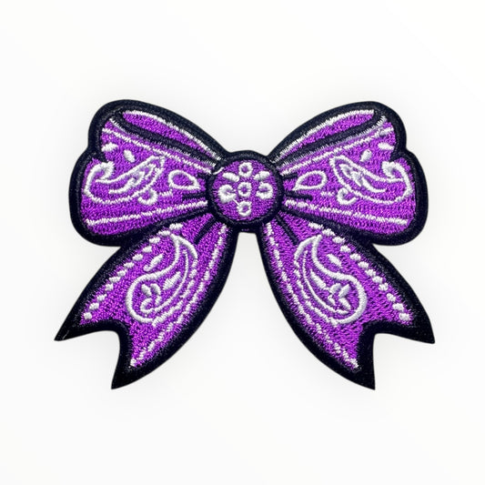 Purple Bandana Bow Embroidered Patch