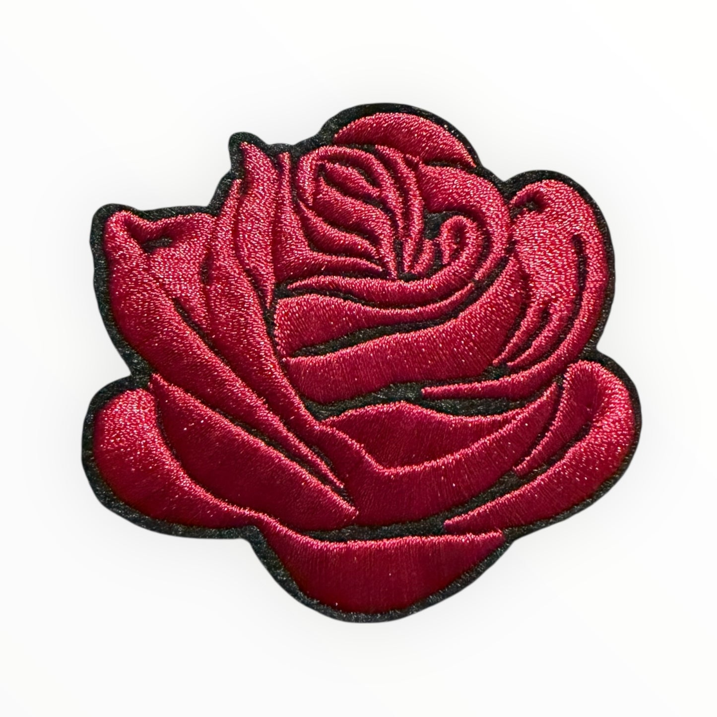 Burgundy satin rose patch