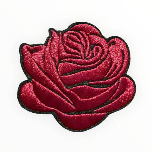 Burgundy satin rose patch
