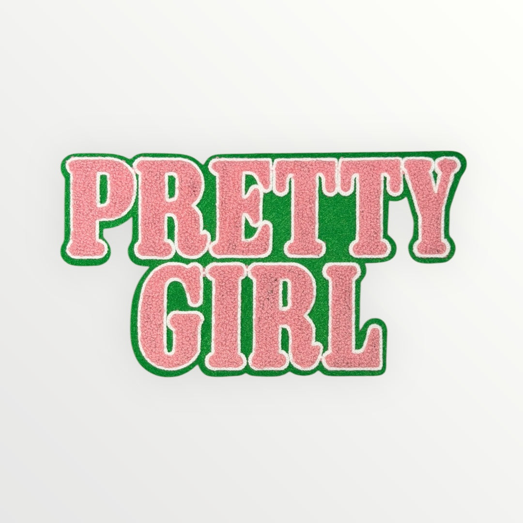 Pretty Girl Chenille LARGE Patch (Pink & Green)