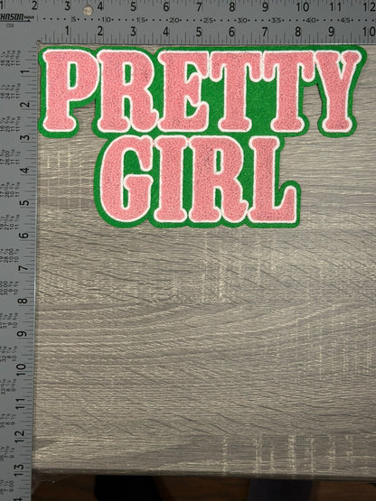 Pretty Girl Chenille LARGE Patch (Pink & Green)