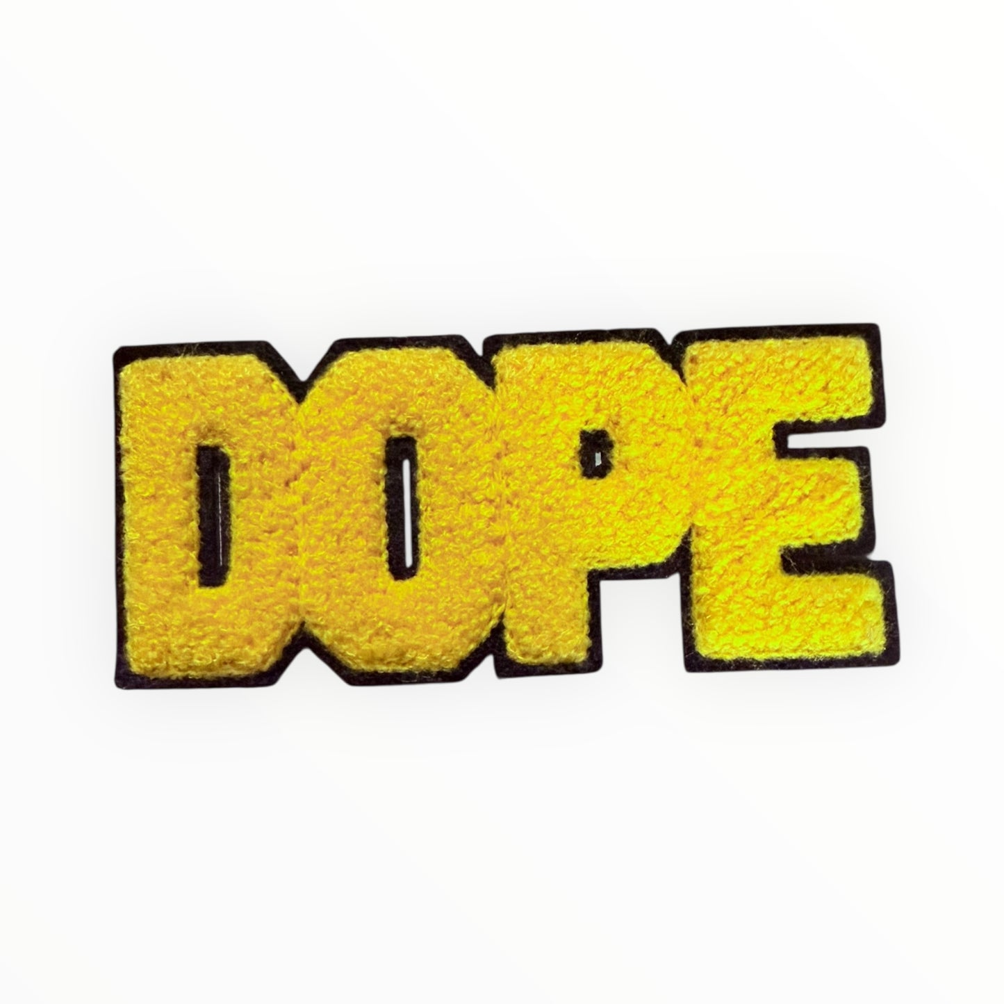 Dope chenille letter patch yellow