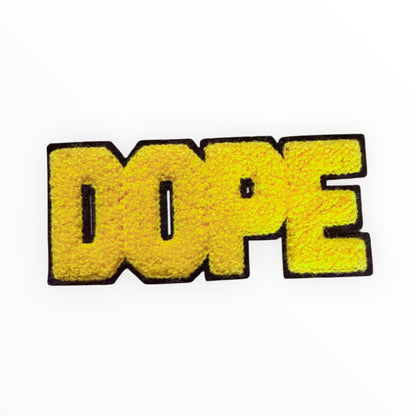Dope chenille letter patch yellow