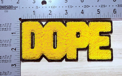 Dope chenille letter patch yellow