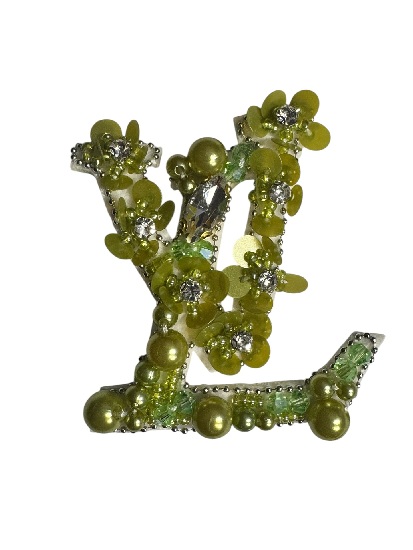 LV-INSPIRED GREEN PEARL/STONE LETTERS