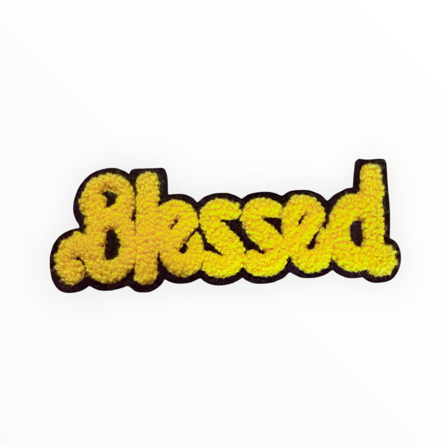 Blessed chenille script patch – yellow