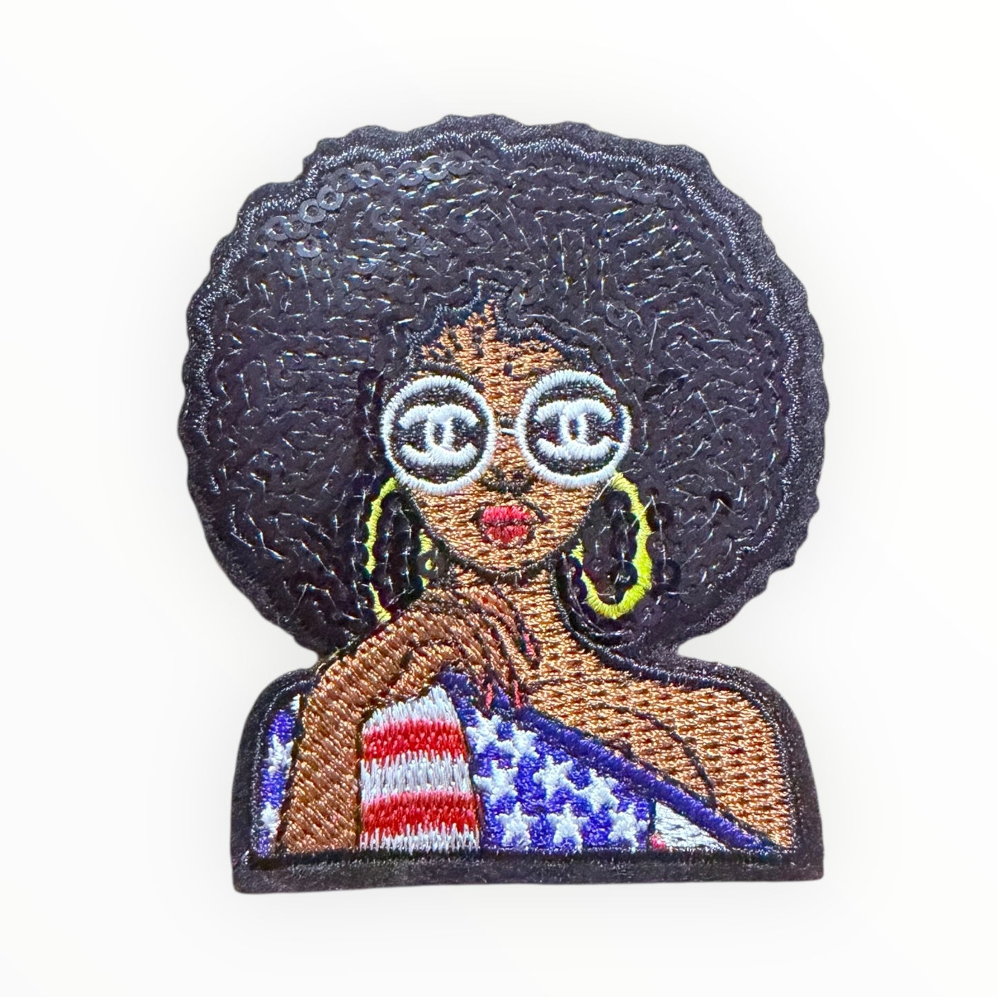 CC Afro queen “sexy” Red/white/blue statement patch