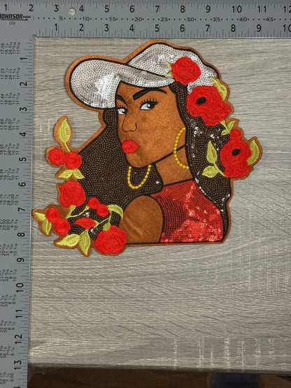 Rose Lady Sequin Portrait LARGE Patch