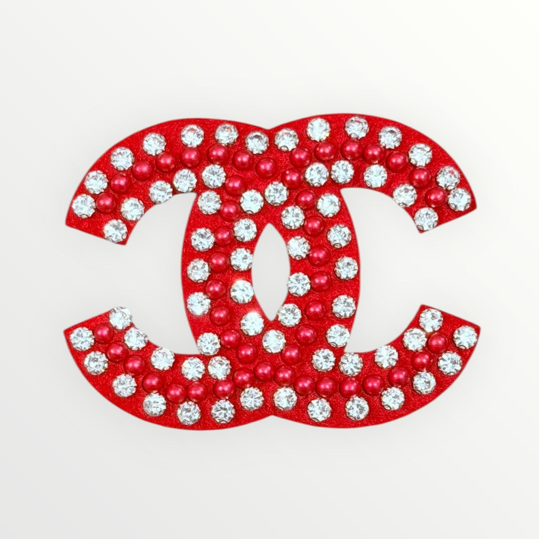 CC Red Rhinestone Double C Patch