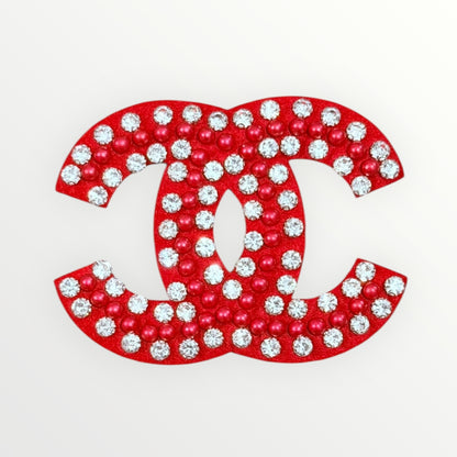 CC Red Rhinestone Double C Patch